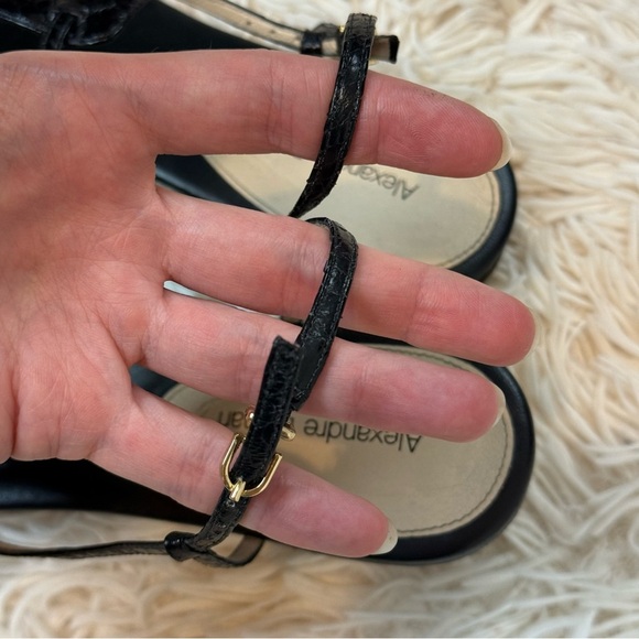 alexandre birman snake skin black T-strap sandals size 38.5 or 9 leather - Picture 6 of 12